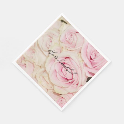 Hübsche romantische Rosa-Rose Serviette (Ecke)