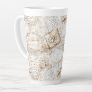 Hübsche romantische rosa Rosen Liebesbriefe Milchtasse