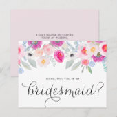 Hübsche rosa Anemonen werden Sie meine Bridesmaid  Einladungspostkarte (Vorne/Hinten)