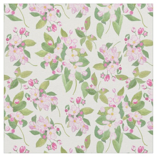 Hübsche rosa Apple-Blüte auf weißem Hintergrund Stoff (Nahaufnahme)