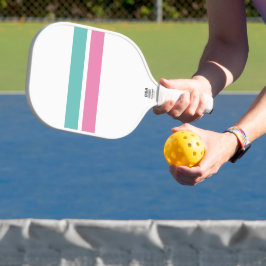 Hübsche rosa Aqua Racing Streifen Weiß Hintergrund Pickleball Schläger