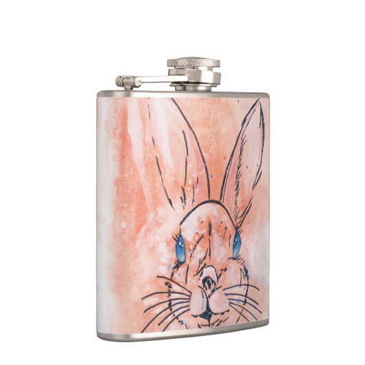 Hübsche Rosa Aquarellfarbe Handfarbe Flachmann (Rechts)