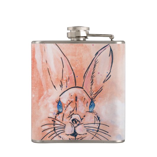 Hübsche Rosa Aquarellfarbe Handfarbe Flachmann (Rückseite)