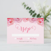 Hübsche Rosa Aquarellfarben-Rose Blumenzehen RSVP Karte (Stehend Vorderseite)