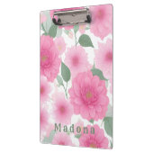 Hübsche rosa ästhetische Blume Serene Floral Charm Klemmbrett (Links)