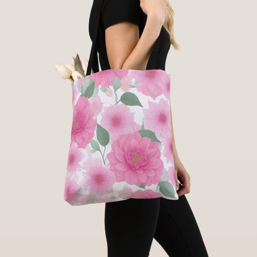 Hübsche rosa ästhetische Blume Serene Floral Charm Tasche (Von Nahem)