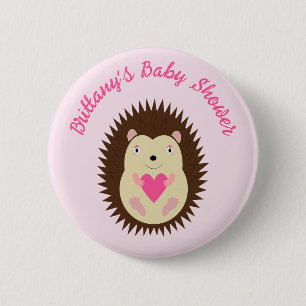 Hübsche rosa Baby-Igel-Girl-Baby-Party Button