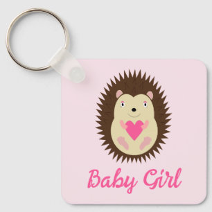 Hübsche rosa Baby-Igel-Mädchen-Baby-Party Schlüsselanhänger