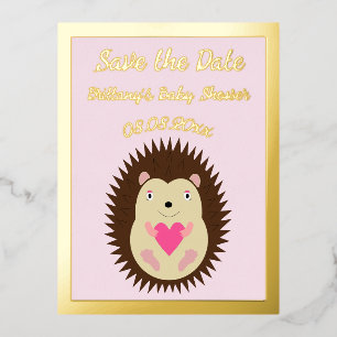 Hübsche rosa Baby-Mädchen-Igel-Baby-Party Folien Feiertagspostkarte