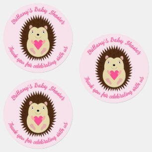 Hübsche rosa Baby Mädchen Igel Baby Shower Etiketten