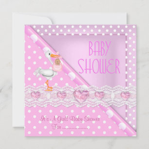 Hübsche rosa Babyparty Mädchen Baby Polka Punkte Einladung