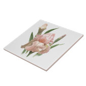 Hübsche rosa Bartirisblume, botanische Kunst Fliese (Seite)