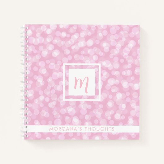 Hübsche rosa Blasen Monogramm Quadrat Notizblock (Vorderseite)