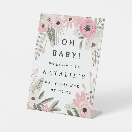 Hübsche Rosa Bläserndusche Begrüßungstuch Sockelschild (Vorderseite)