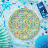 Hübsche rosa, blau, gelbe Primrosen Papiere Teller (Party)