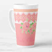 Hübsche rosa Blume Akzentriert Milchtasse (Linke Ecke)