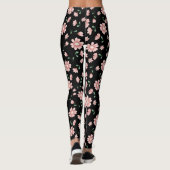 Hübsche rosa Blume auf schwarz Leggings (Rückseite)