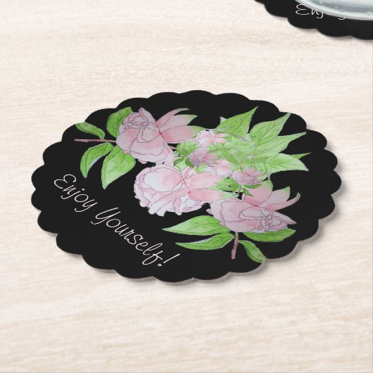 hübsche rosa Blume auf schwarzem Hintergrund Untersetzer (angewinkelt)