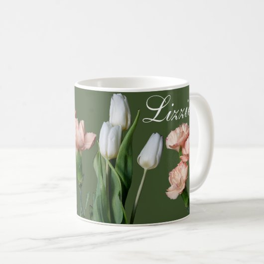 Hübsche Rosa Blume, Blüte Kaffeetasse (VorderseiteRechts)