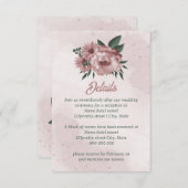 hübsche rosa Blume botanische Hochzeit Begleitkarte (Vorne/Hinten)