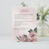 hübsche rosa Blume botanische Hochzeit Begleitkarte (Stehend Vorderseite)