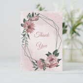 hübsche rosa Blume botanische Hochzeit Dankeskarte (Stehend Vorderseite)