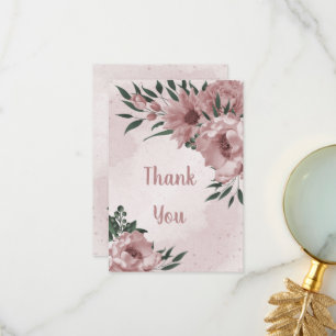 hübsche rosa Blume botanische Hochzeit Dankeskarte