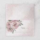 hübsche rosa Blume botanische Hochzeit Platzkarte (Außenseite Aufgefaltet)