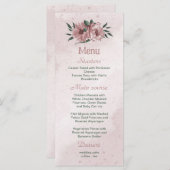 hübsche rosa Blume botanisches Hochzeitsmenü Menükarte (Vorne/Hinten)