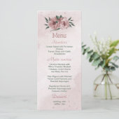 hübsche rosa Blume botanisches Hochzeitsmenü Menükarte (Stehend Vorderseite)
