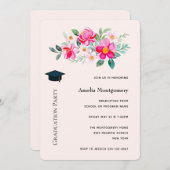 Hübsche rosa Blume Bouquet Abschluss Einladung (Vorne/Hinten)