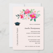 Hübsche rosa Blume Bouquet Abschluss Einladung (Vorderseite)