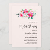 Hübsche rosa Blume Bouquet Brautparty Einladung (Vorne/Hinten)