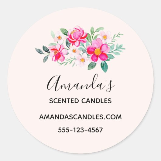 Hübsche rosa Blume Bouquet Business Runder Aufkleber (Vorderseite)