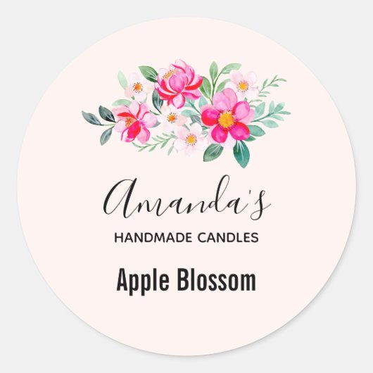 Hübsche rosa Blume Bouquet Candle Biz Runder Aufkleber (Vorderseite)
