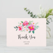 Hübsche rosa Blume Bouquet Dankeskarte (Stehend Vorderseite)