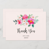 Hübsche rosa Blume Bouquet Dankeskarte (Vorne/Hinten)