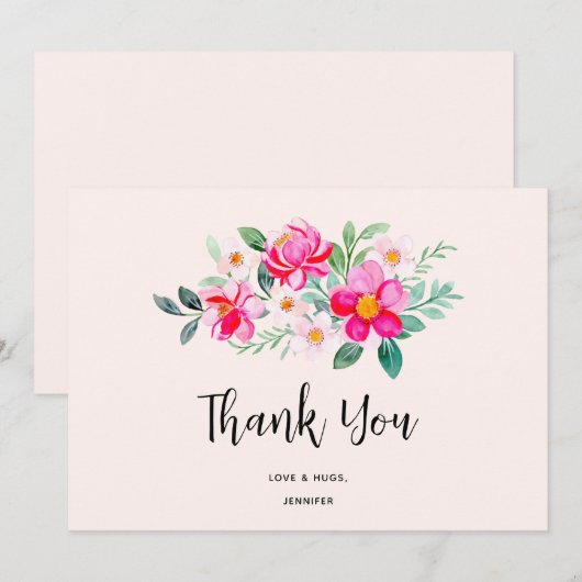 Hübsche rosa Blume Bouquet Dankeskarte (Vorne/Hinten)