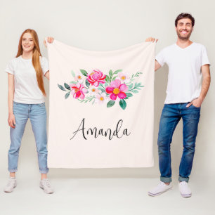Hübsche rosa Blume Bouquet Fleecedecke