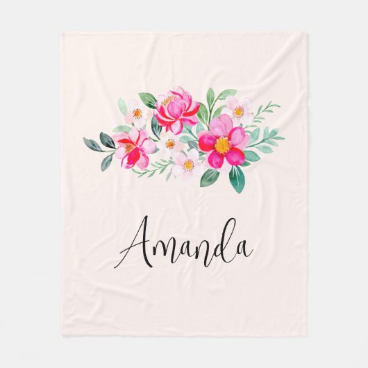 Hübsche rosa Blume Bouquet Fleecedecke (Vorderseite)