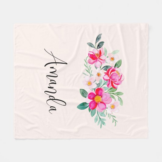 Hübsche rosa Blume Bouquet Fleecedecke (Vorderseite (Horizontal))