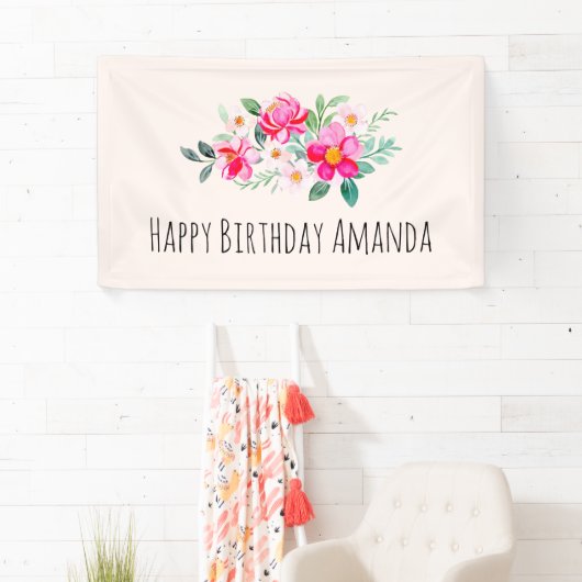 Hübsche rosa Blume Bouquet Geburtstag Banner (Insitu)