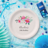 Hübsche rosa Blume Bouquet Geburtstag Pappteller (Party)