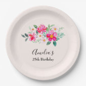 Hübsche rosa Blume Bouquet Geburtstag Pappteller (Vorderseite)