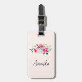Hübsche rosa Blume Bouquet Gepäckanhänger (Vorderseite vertikal)