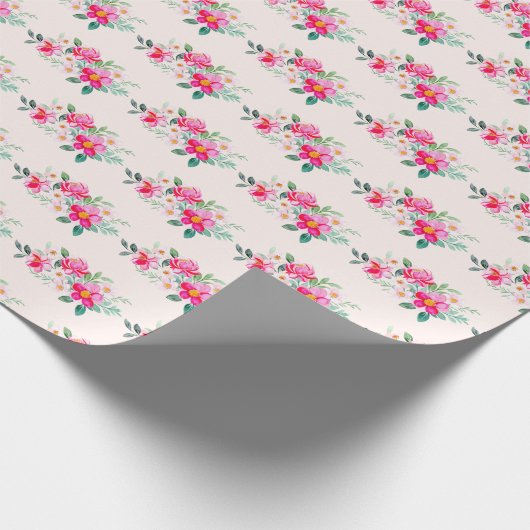 Hübsche rosa Blume Bouquet Geschenkpapier (Ecke)