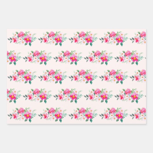 Hübsche rosa Blume Bouquet Geschenkpapier Set (Vorderseite 3)