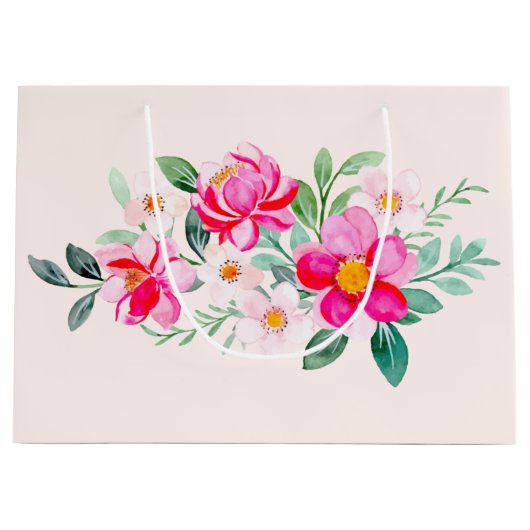 Hübsche rosa Blume Bouquet Große Geschenktüte (Vorderseite)