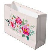 Hübsche rosa Blume Bouquet Große Geschenktüte (Vorderseite Schrägansicht)