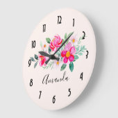Hübsche rosa Blume Bouquet Große Wanduhr (Winkel)